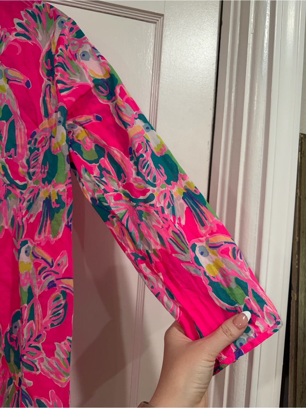 Lilly Pulitzer Hot Pink Tropical Parrot Tunic XS - Picture 10 of 10